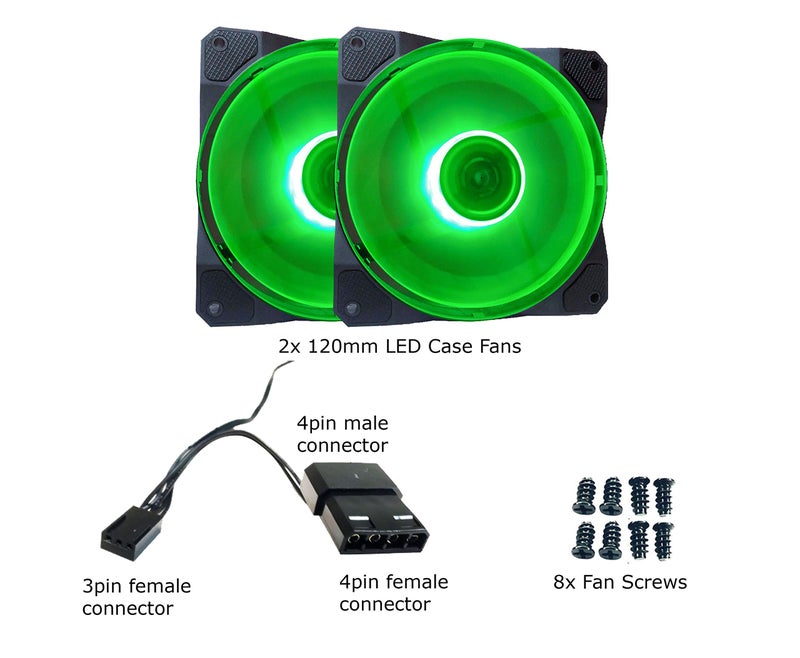 APEVIA CO212L-GN Cosmos 120mm Green LED Ultra Silent Case Fan w/ 16 LEDs & Anti-Vibration Rubber Pads (2 Pk) - Image 5